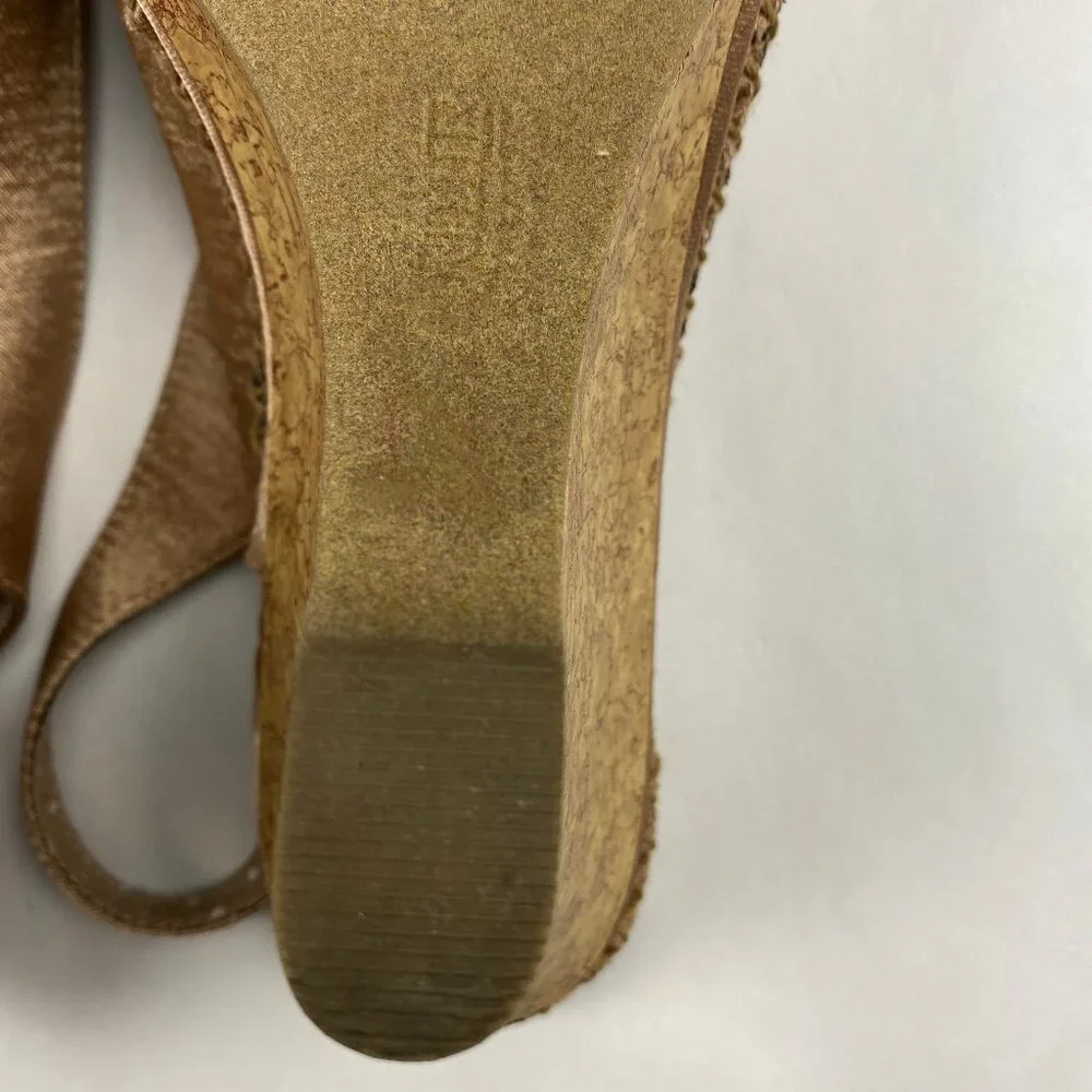 Seychelles Wedge Peep Toe Slingback Heels Shoes Whipstich Size 10